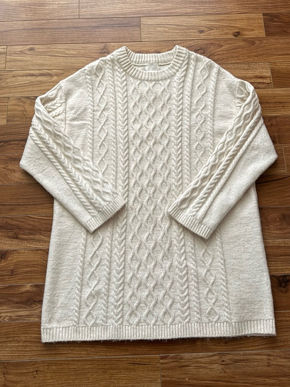 H&M Cream Cable Knit Sweater Dress Medium NWOT